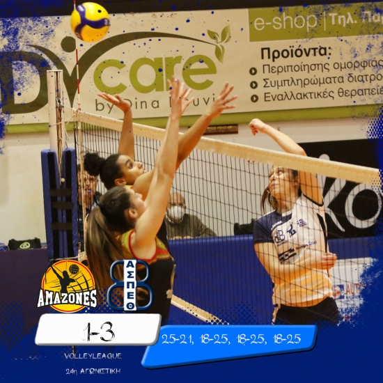 Volleyleague: &Alpha;&mu;&alpha;&zeta;ό&nu;&epsilon;&sigmaf; - &Theta;έ&tau;&iota;&sigmaf; &Beta;&omicron;ύ&lambda;&alpha;&sigmaf; 1-3